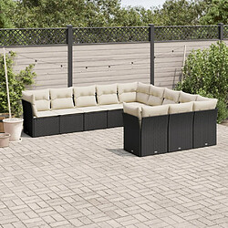 Maison Chic Salon de jardin 11 pcs avec coussins | Ensemble de Table et chaises | Mobilier d'Extérieur noir résine tressée -GKD98086