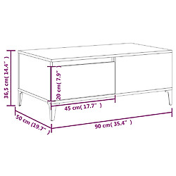 vidaXL Table basse Chêne sonoma 90x50x36,5 cm Bois d'ingénierie pas cher