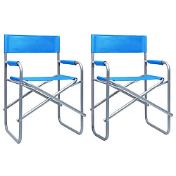 Maison Chic Lot de 2 Chaises de metteur en scène Acier Bleu -GKD25149