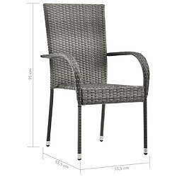 Acheter vidaXL Chaises empilables d'extérieur lot de 2 Gris Résine tressée