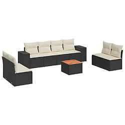 Maison Chic Salon de jardin 9 pcs avec coussins | Ensemble de Table et chaises | Mobilier d'Extérieur noir résine tressée -GKD50413