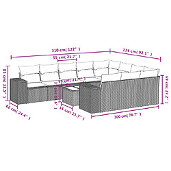 Avis vidaXL Salon de jardin 11 pcs avec coussins noir résine tressée