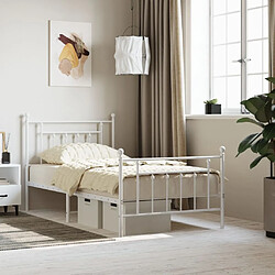 Maison Chic Lit adulte - Lit simple Cadre de lit métal avec tête de lit/pied de lit,Structure du lit Contemporain pour chambre blanc 100x190cm -MN53394