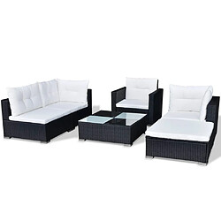 Maison Chic Salon de jardin 6 pcs + coussins - Mobilier/Meubles de jardin - Table et chaises d'extérieur Résine tressée Noir -MN66183 pas cher