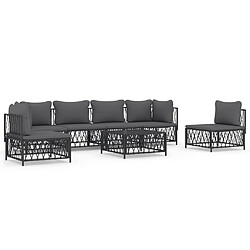 vidaXL Salon de jardin 7 pcs avec coussins anthracite acier