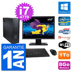 PC Dell T1700 SFF Ecran 22" Intel i7-4770 RAM 8Go Disque 1To Windows 10 Wifi - Occasion