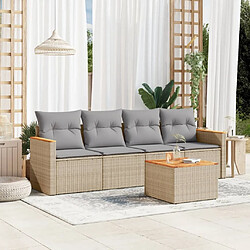 Maison Chic Salon de jardin avec coussins 5 pcs | Ensemble de Table et chaises | Mobilier d'Extérieur beige résine tressée -GKD55390