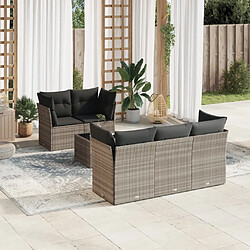 vidaXL Salon de jardin 6 pcs avec coussins gris clair résine tressée