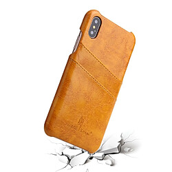 Wewoo Etui en cuir Fierre Shann Retro Oil en PU avec texture pour iPhone X / XS, avec emplacements pour cartes (Jaune) pas cher