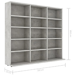 vidaXL Armoire à CD Gris béton 102x23x89,5 cm Bois d’ingénierie pas cher