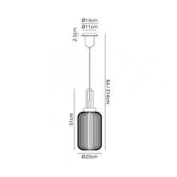 Luminaire Center Suspension design 1 ampoule Cuivre,fumé