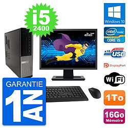 PC Dell 990 DT Ecran 22" Intel i5-2400 RAM 16Go Disque Dur 1To Windows 10 Wifi - Occasion