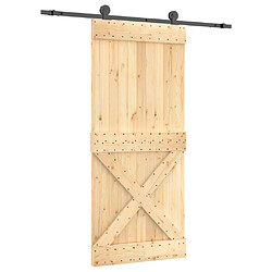 vidaXL Porte coulissante et kit de quincaillerie 90x210 cm pin massif