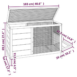 vidaXL Clapier rouge 103x44x69,5 cm bois de pin massif pas cher