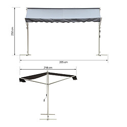 Avis Outsunny Store double pente manuel rétractable inclinaison réglable acier époxy blanc polyester imperméabilisé anti-UV gris dim. 3,95L x 2,94l x 2,50H m