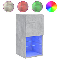 vidaXL Meuble TV avec lumières LED gris béton 30,5x30x60 cm