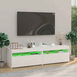 Acheter Maison Chic Meubles TV 2 pcs avec lumières LED pour salon Blanc 75x35x40 cm -MN70413