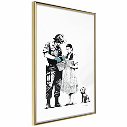 Paris Prix Affiche Murale Encadrée Banksy Stop and Search 20 x 30 cm Or