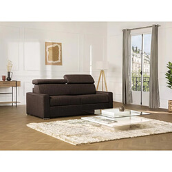 DUNLOPILLO Canapé 4 places convertible express en tissu marron - couchage lattes larges 160 cm - Matelas 22 cm avec mémoire de forme VIZIR