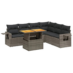 vidaXL Salon de jardin avec coussins 7 pcs gris résine tressée