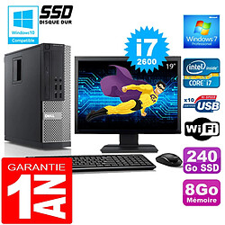 PC DELL 990 SFF Core I7-2600 Ram 8Go Disque 240 Go SSD Wifi W7 Ecran 19" - Occasion