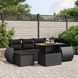 Maison Chic Ensemble Tables et chaises d'extérieur 7pcs avec coussins,Salon de jardin noir résine tressée -GKD430144