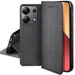 Htdmobiles Housse etui portefeuille avec coque interieure en silicone pour Xiaomi Redmi Note 13 Pro 4G / Poco M6 Pro 4G + verre trempe - NOIR MAGNET