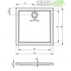 Receveur de douche carré RIHO DAVOS 249 80x80x4,5 cm, avec pieds et tablier pas cher