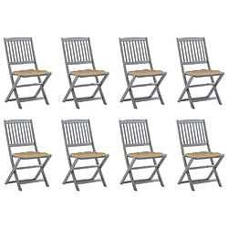 vidaXL Chaises pliables d'extérieur lot de 8 et coussins Bois d'acacia