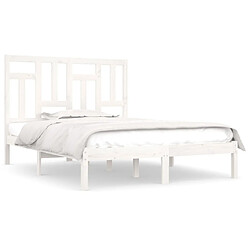 Maison Chic Lit Moderne Chambre - Cadre/structure de lit pour adulte Blanc Bois de pin massif 150x200 cm Très grand -MN70763 