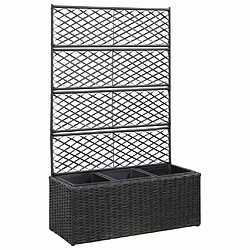 Maison Chic Jardinière,Lit surélevé - Bac à fleurs - pot de fleur en treillis 3 pots 83x30x130cm Résine tressée Noir -GKD27253