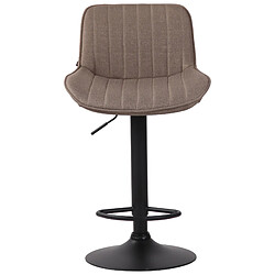 Decoshop26 Tabouret de bar chaise haute x1 en tissu taupe coutures verticales support en métal noir 10_0005119