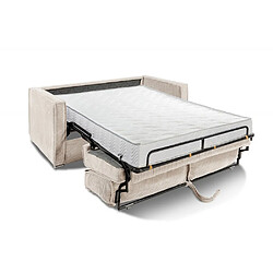 Acheter Inside 75 Canapé convertible express 140 CANNES matelas 16 cm velours côtelé perle sommier LATTES