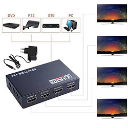 I® Letouch Convertisseur TV HDMI Splitter 4 ports 1080p 4K pour Distributeur 3D Full HD 1 in 4 out Couleur: noir