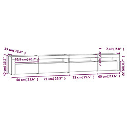 vidaXL Meuble TV avec lumières LED Blanc 270x35x40 cm pas cher