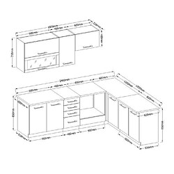 Acheter LASSEN Cuisine complete d'angle 240x165 cm avec plan de travail - Angle réversible - Décor chene sonoma