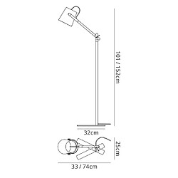 Luminaire Center Lampadaire Nordica avec Abat jour noir 1 Ampoule E27, noir mat/hêtre avec Abat jour noir