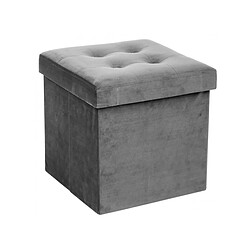 Atmosphera, Createur D'Interieur Pouf pliant carré velours Lysandre - gris - Atmosphera