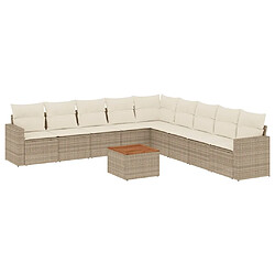 Maison Chic Salon de jardin avec coussins 10 pcs, Ensemble Tables et chaises de jardin, beige résine tressée -GKD384563