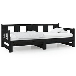 vidaXL Lit coulissant sans matelas noir bois de pin massif