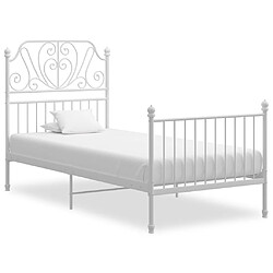 Maison Chic Lit adulte - Lit simple Cadre de lit,Structure du lit Contemporain Blanc Métal 90x200 cm -MN98174