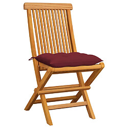 vidaXL Chaises de jardin avec coussins rouge bordeaux lot de 6 Teck