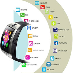 NC dz09 noir - Montre connectée avec caméra Q18, Bluetooth, emplacement pour carte SIM-TF, d20-DZ09, pour apple