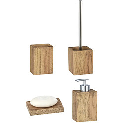 Toilinux Set accessoires de salle de bain design bois Marla - Marron