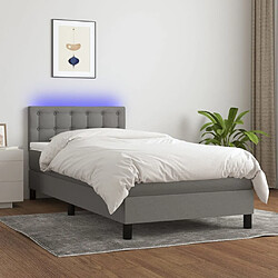 vidaXL Sommier à lattes de lit avec matelas et LED Gris foncé 90x200cm