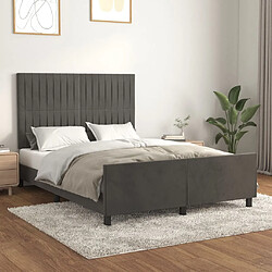 Maison Chic Lit adulte - Cadre Structure de lit avec tête de lit Contemporain Gris foncé 140x190 cm Velours -MN95085