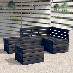 Maison Chic Salon palette de jardin 5 pcs,Table et Chaises d'extérieur,Mobilier de jardin Bois de pin massif Gris foncé -MN21285