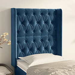 Maison Chic Tête de lit scandinave avec oreilles,meuble de chambre Bleu foncé 83x16x118/128 cm Velours -MN21096