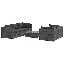 Maison Chic Salon de jardin 6 pcs + coussins - Mobilier/Meubles de jardin - Table et chaises d'extérieur résine tressée gris -MN53831