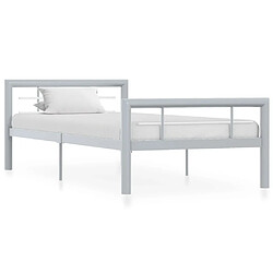 vidaXL Cadre de lit sans matelas gris et blanc métal 100x200 cm 